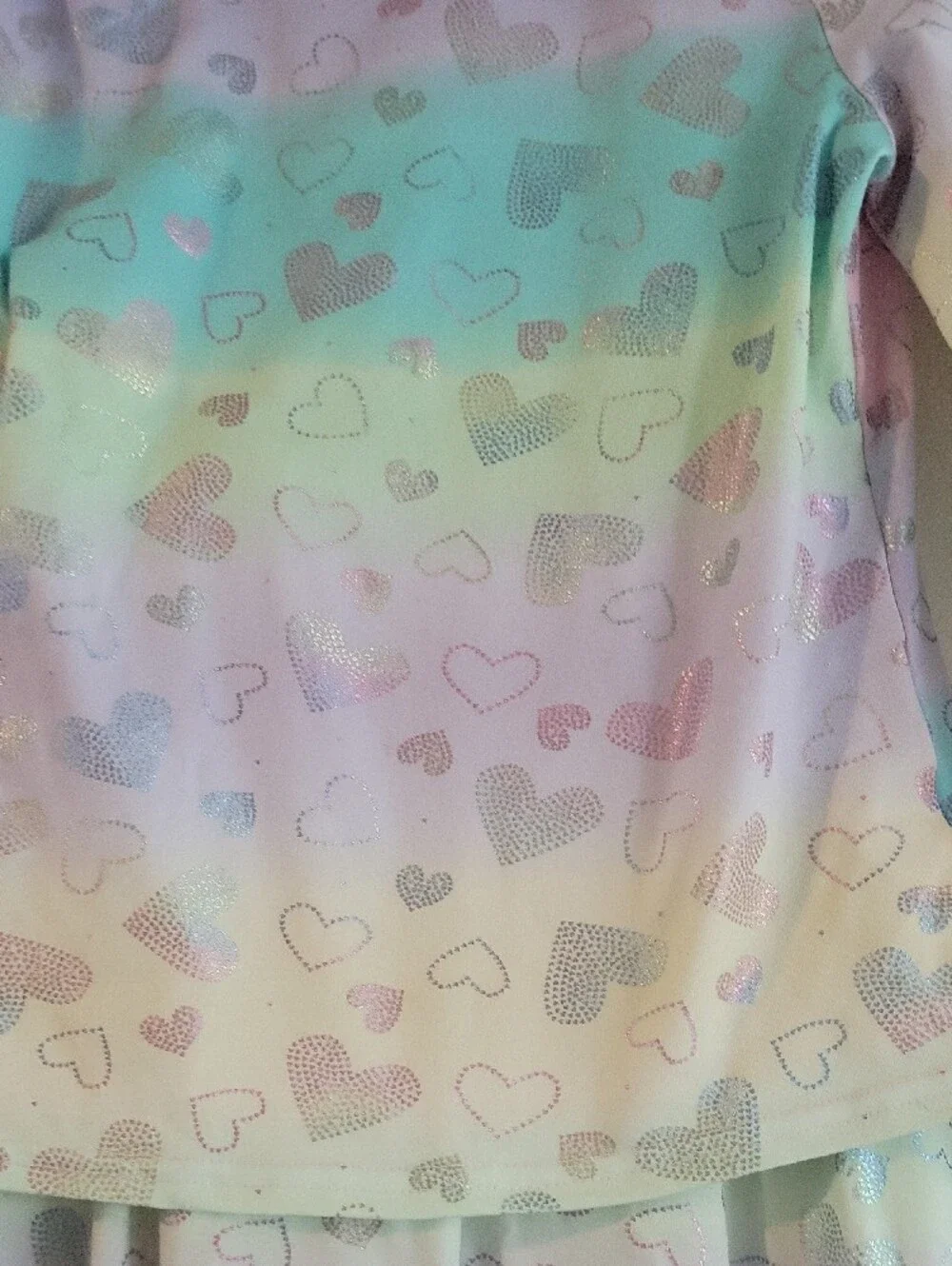 Girls' Pastel Rainbow Heart Pajama Set - Long Sleeve & Pants